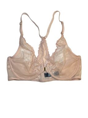 Natori Blush Pink Lace Underwire Bra Front Closure, size 34C